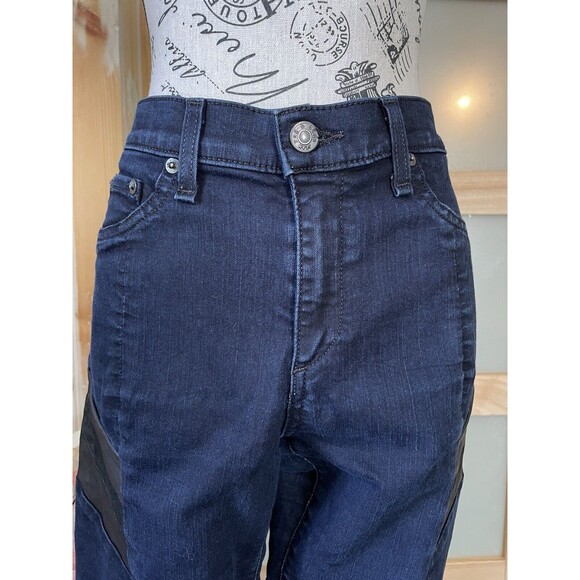 Rag & Bone Lamb Leather Panel Motocross Jeans in Midnight Size 32 - Picture 4 of 15